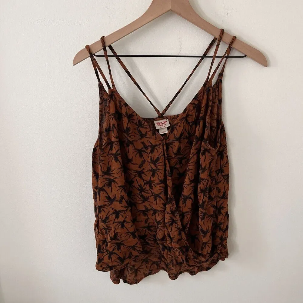 Mossimo Palm Tree Wrap Orange And Black Front Sleeveless - Large - Picture 1 of 4